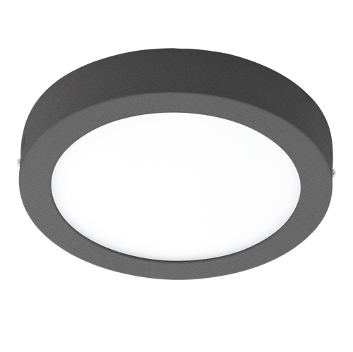 Argolis LED væg og loftlampe i støbt aluminium Anthracite med skærm i Hvid plastik, 16,5W LED, diameter 22,5 cm, dybde 3,5 cm.